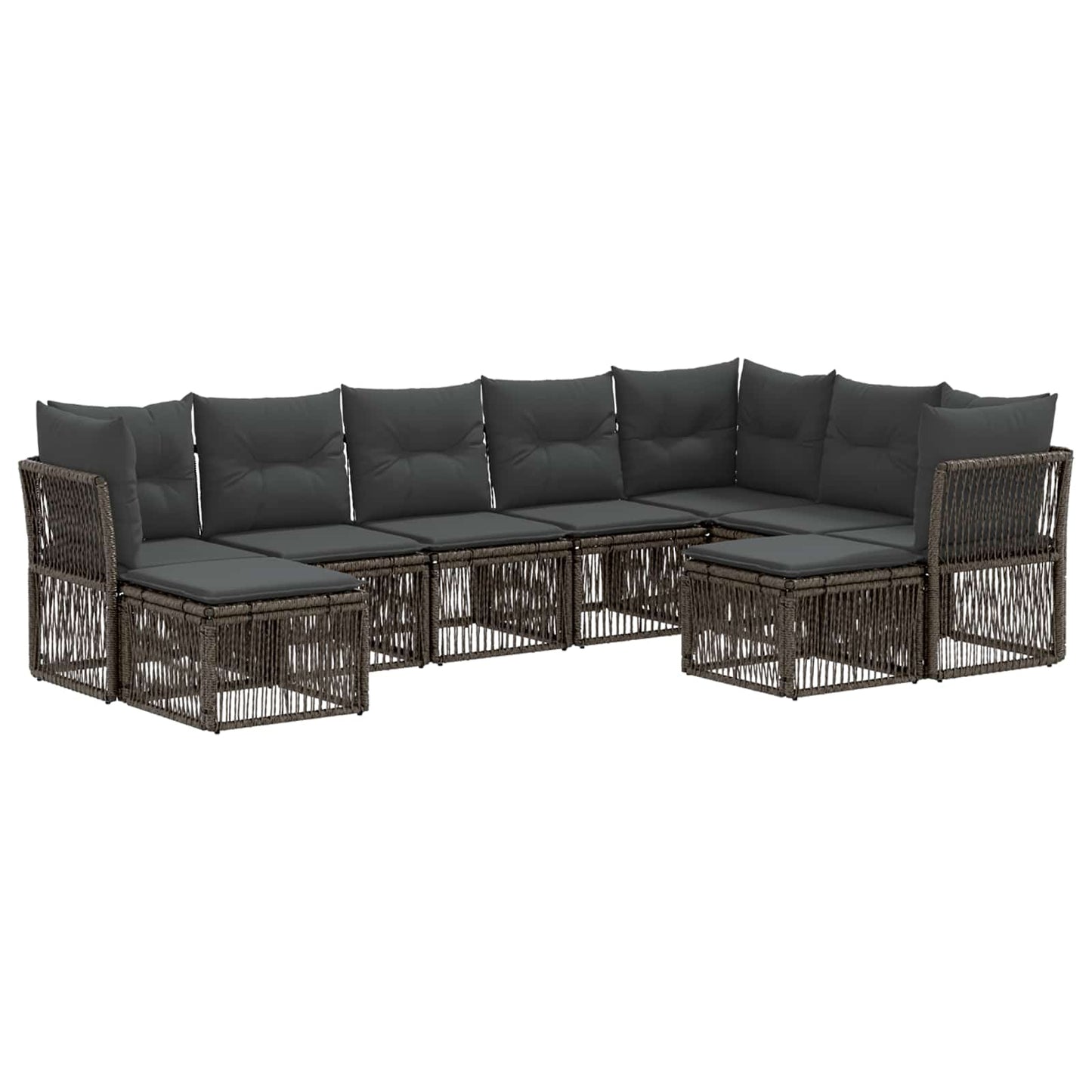 Tuinbankenset 9 pcs Grijs poly rattan