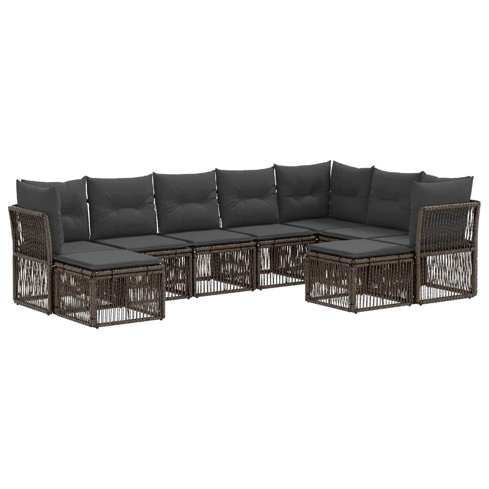 Tuinbankenset 9 pcs Grijs poly rattan