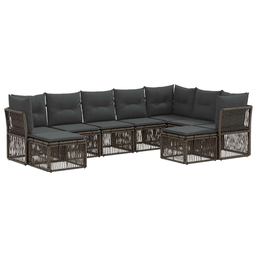 Tuinbankenset 9 pcs Grijs poly rattan