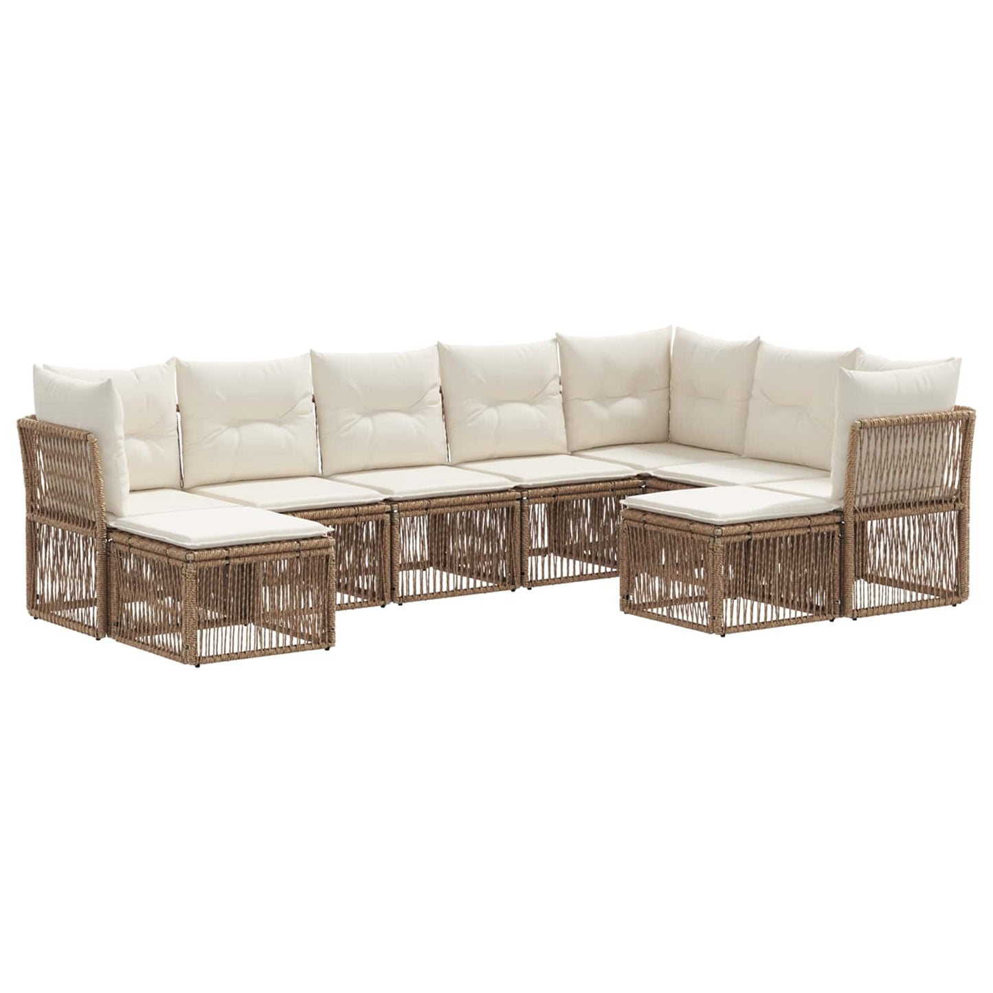 Tuinbankenset 9 pcs Beige poly rattan
