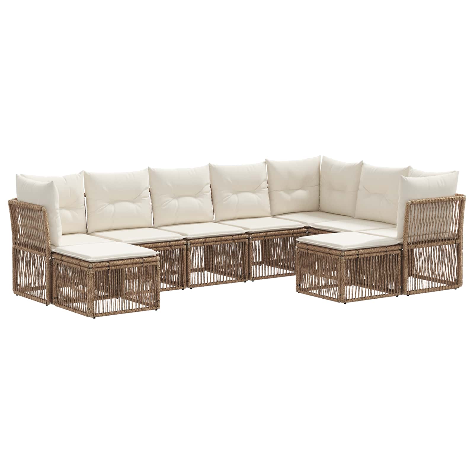 Tuinbankenset 9 pcs Beige poly rattan