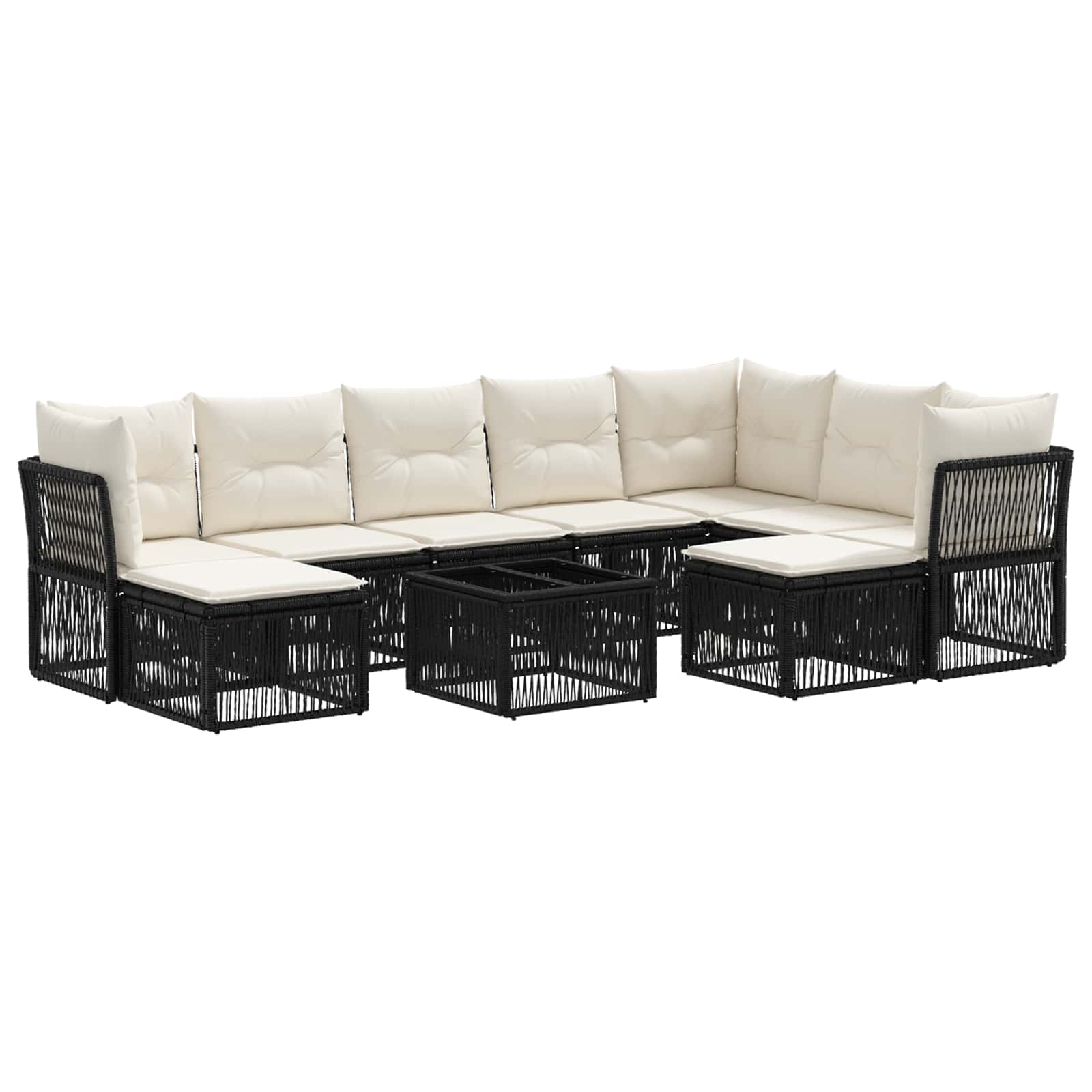 Tuinbankenset 10 pcs Zwart poly rattan