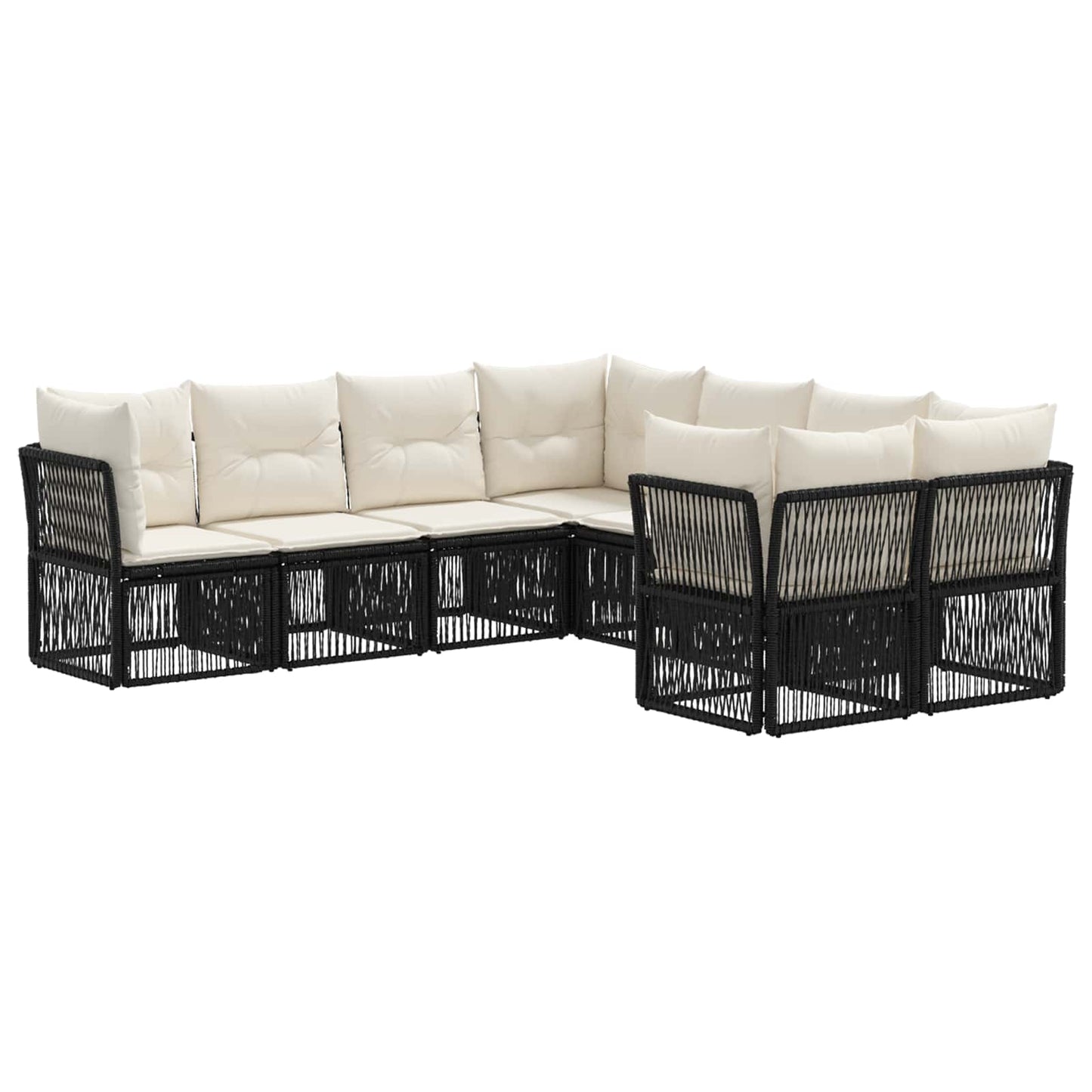 Tuinbankenset 8 st 8-Aantal zitplaatsen Zwart poly rattan