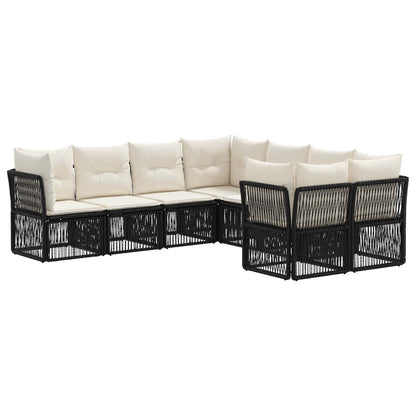 Tuinbankenset 8 st 8-Aantal zitplaatsen Zwart poly rattan