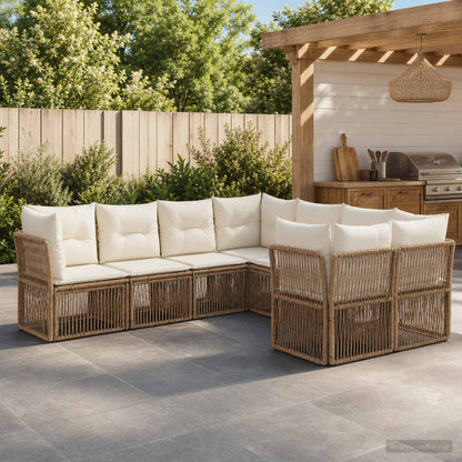 Tuinbankenset 8 st 8-Aantal zitplaatsen Beige poly rattan