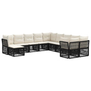 Tuinset poly rattan zwart 11-delig