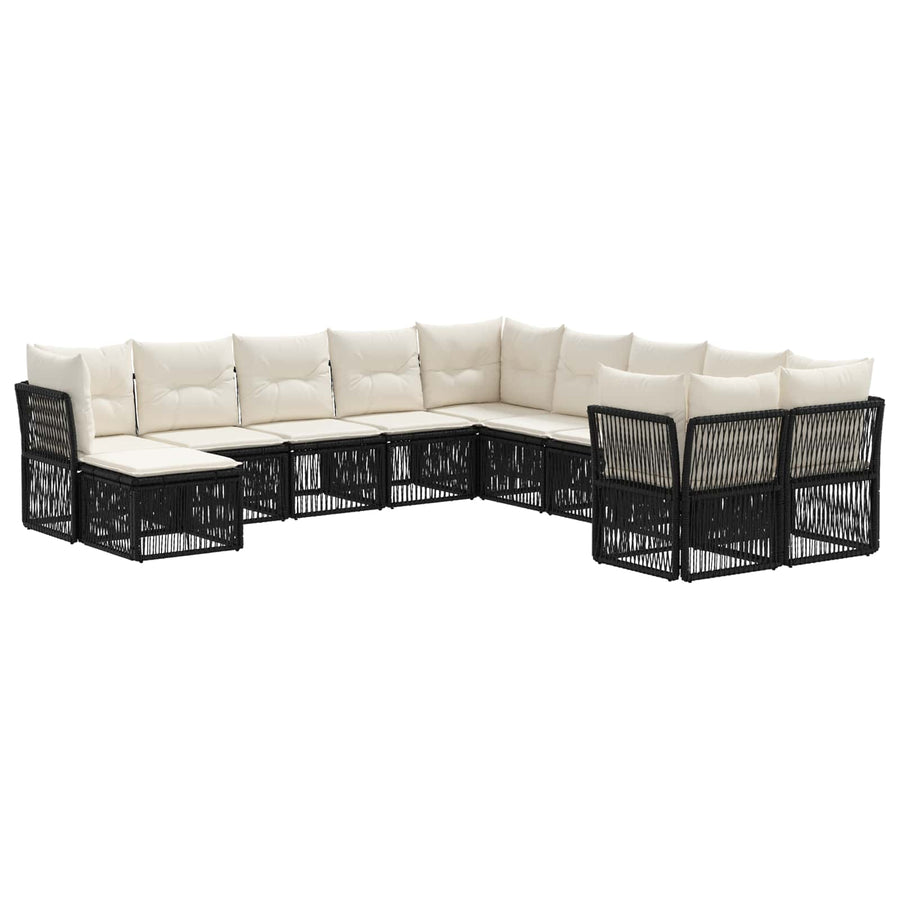 Tuinbankenset 11 pcs Zwart poly rattan