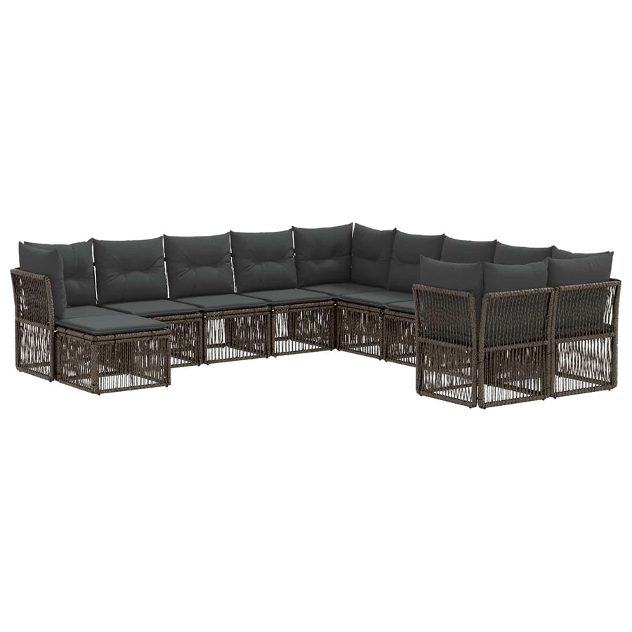 Tuinbankenset 11 pcs Grijs poly rattan