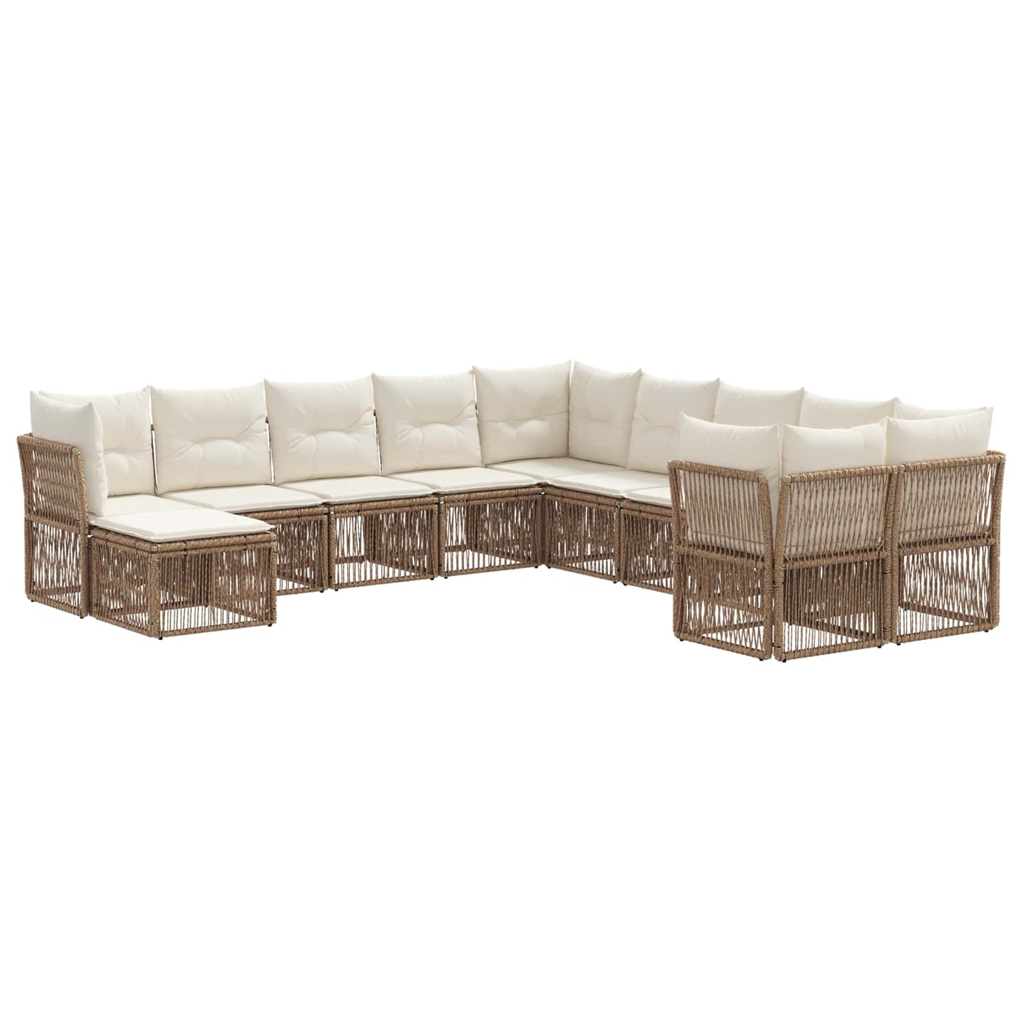 Tuinbankenset 11 pcs Beige poly rattan