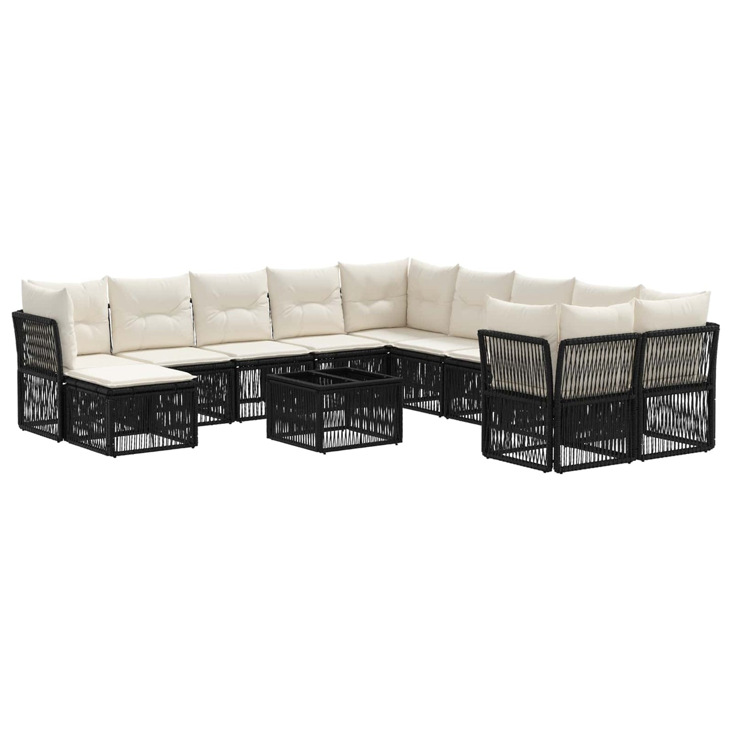 Tuinbankenset 12 pcs Zwart poly rattan