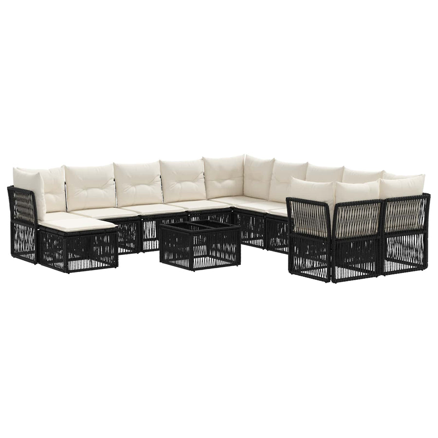 Tuinbankenset 12 pcs Zwart poly rattan