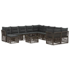 Garden Bench Set 12 pcs Grey poly rattan