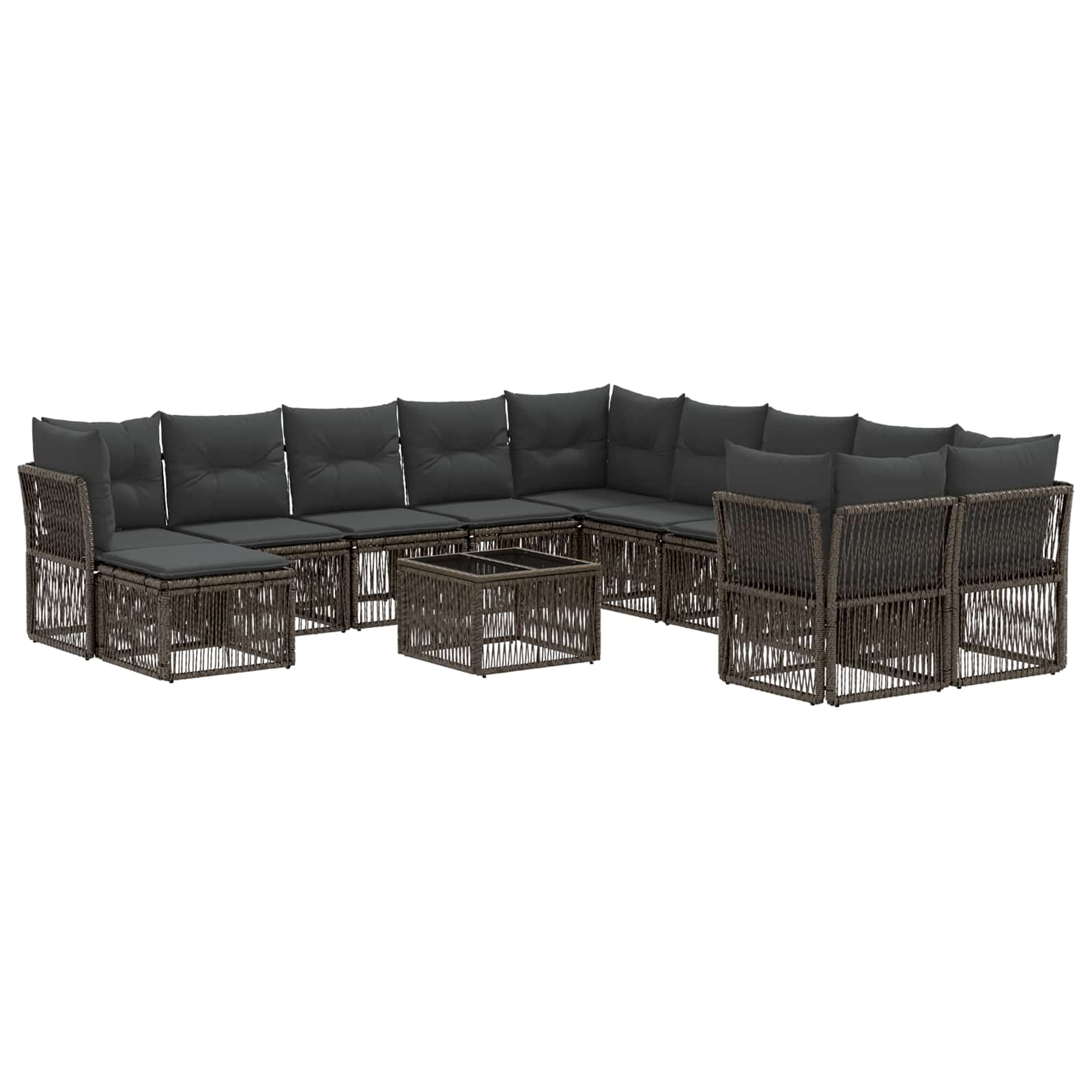 Tuinbankenset 12 pcs Grijs poly rattan