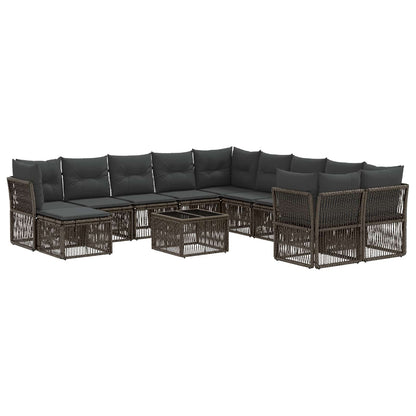 Tuinbankenset 12 pcs Grijs poly rattan