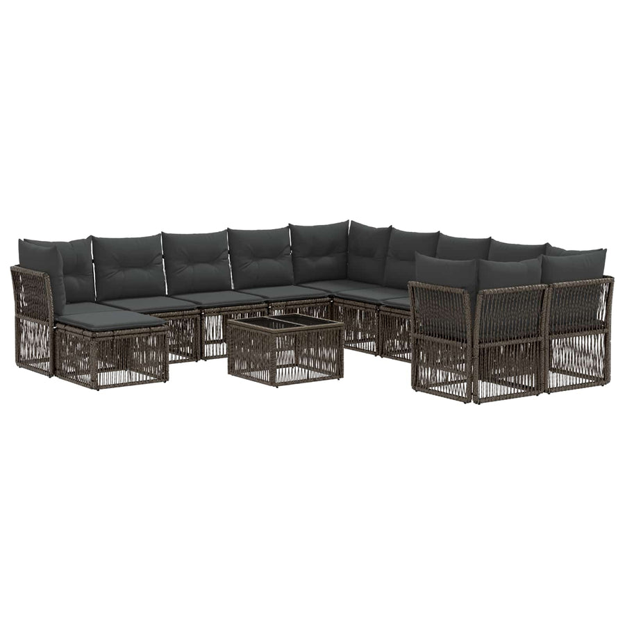Tuinbankenset 12 pcs Grijs poly rattan