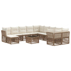Garden bench set 12 pcs Beige poly rattan