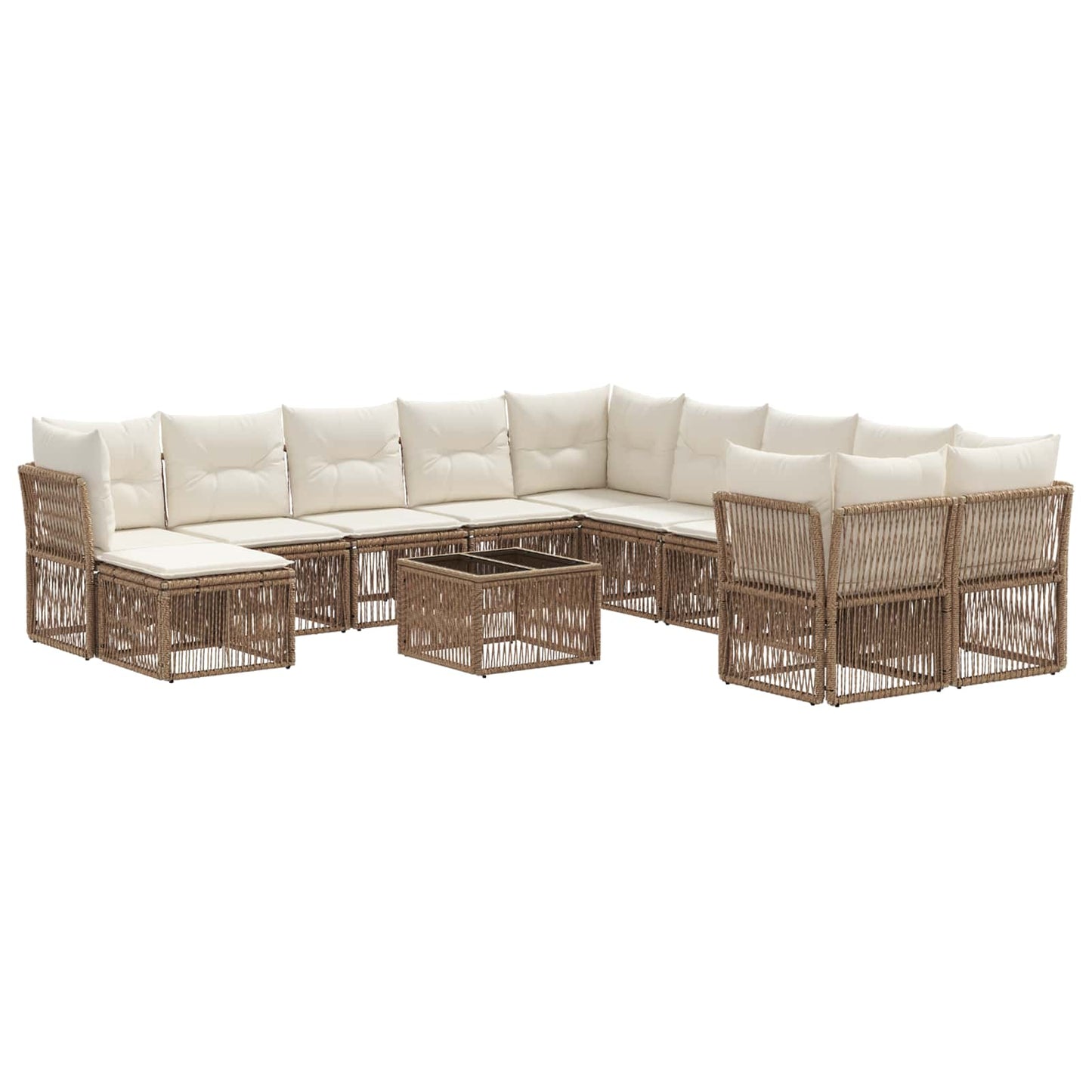 Tuinbankenset 12 pcs Beige poly rattan
