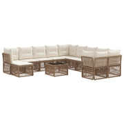 Tuinbankenset poly rattan beige 11 persoons