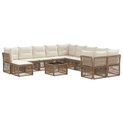 Tuinbankenset 12 pcs Beige poly rattan