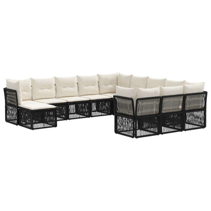 Tuinbankenset 12 pcs Zwart poly rattan