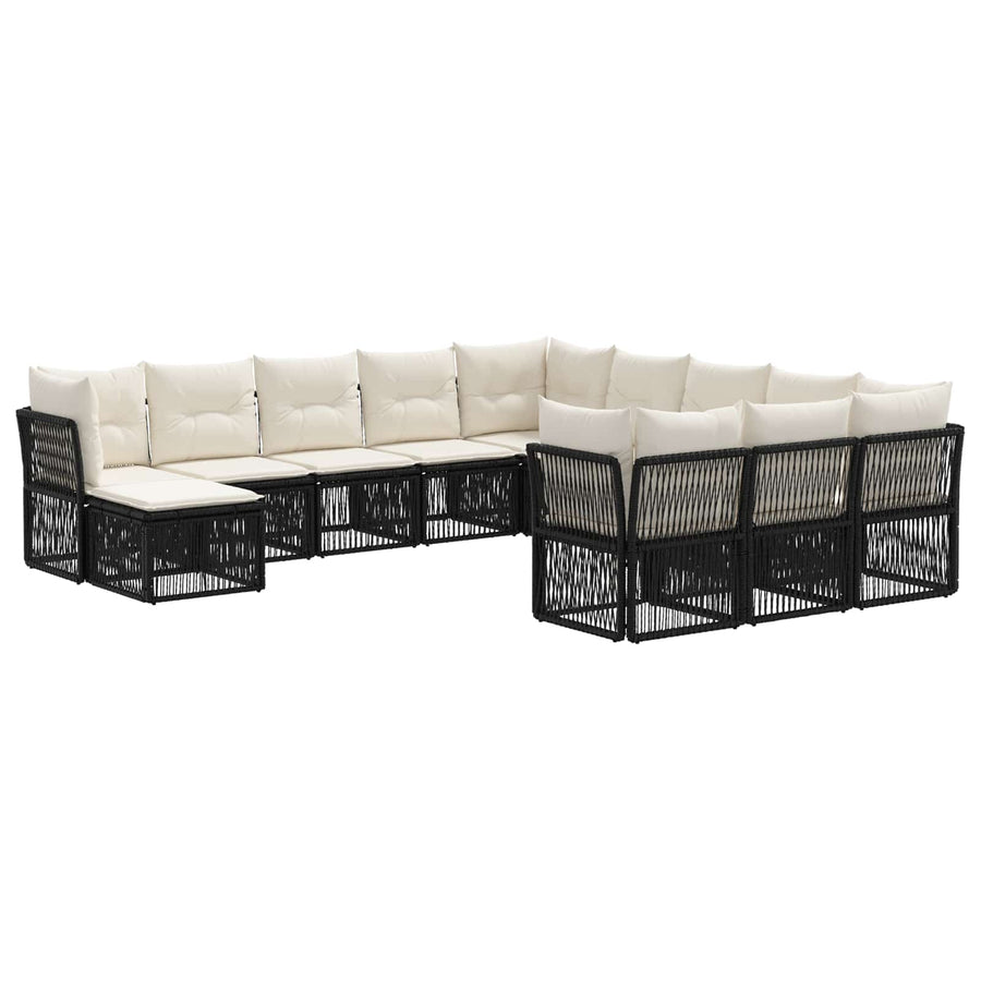 Tuinbankenset 12 pcs Zwart poly rattan