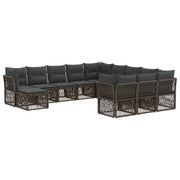 Tuinset poly rattan grijs 12-delig