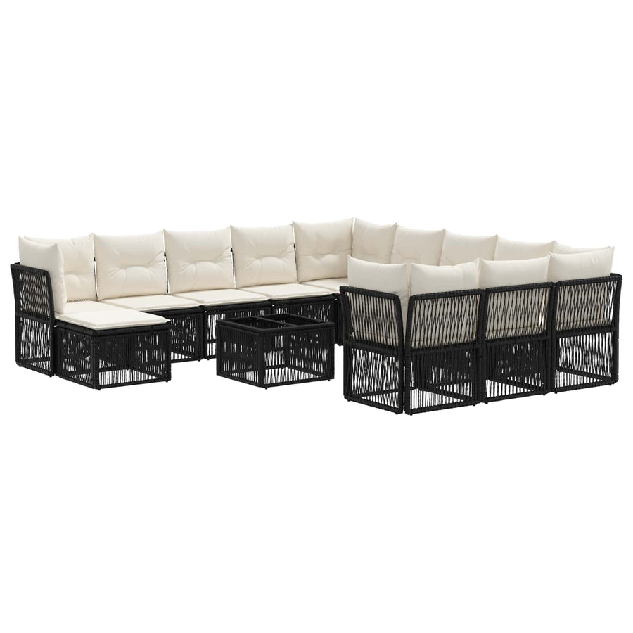 Tuinbankenset 13 pcs Zwart poly rattan
