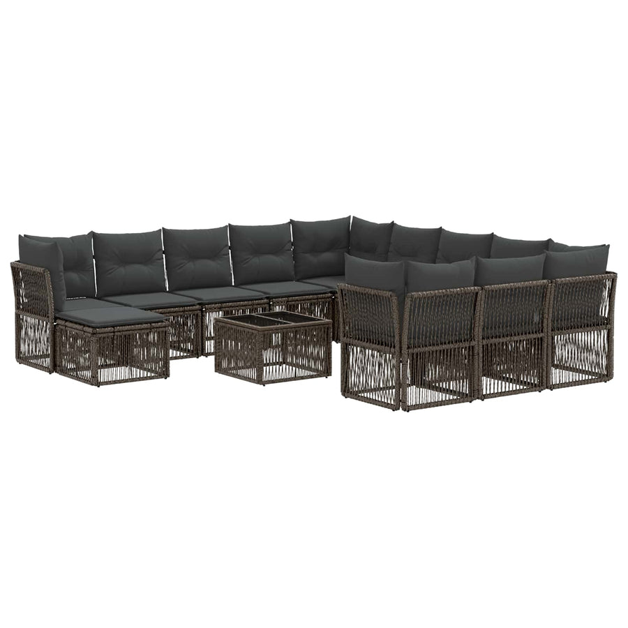 Tuinbankenset 13 pcs Grijs poly rattan