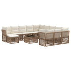 Garden bench set 13 pcs Beige poly rattan