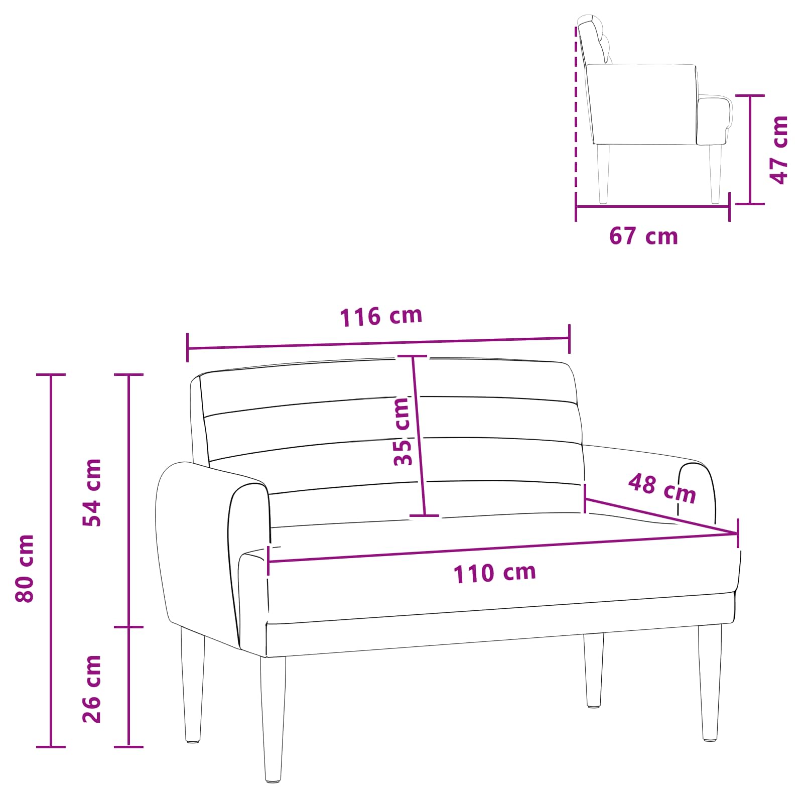 Loungebank met knopencomfort Lichtgrijs 116 x 67 x 80 cm Stof