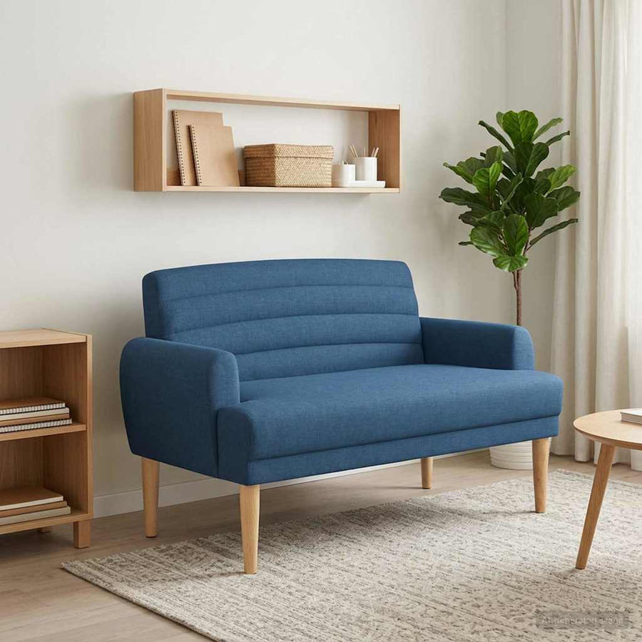 Loungebank met knopencomfort Blauw 116 x 67 x 80 cm Stof