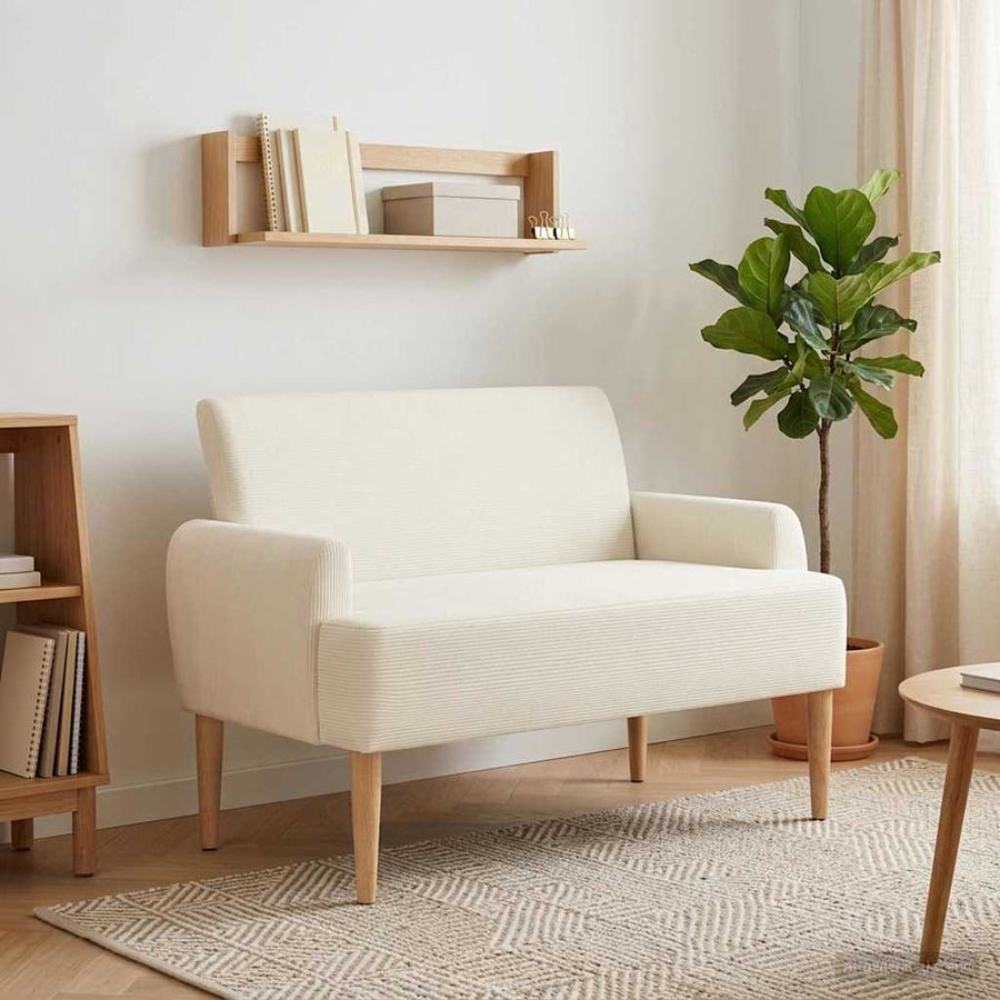 Loungebank met knopencomfort Crèmekleurig 116 x 67 x 81 cm