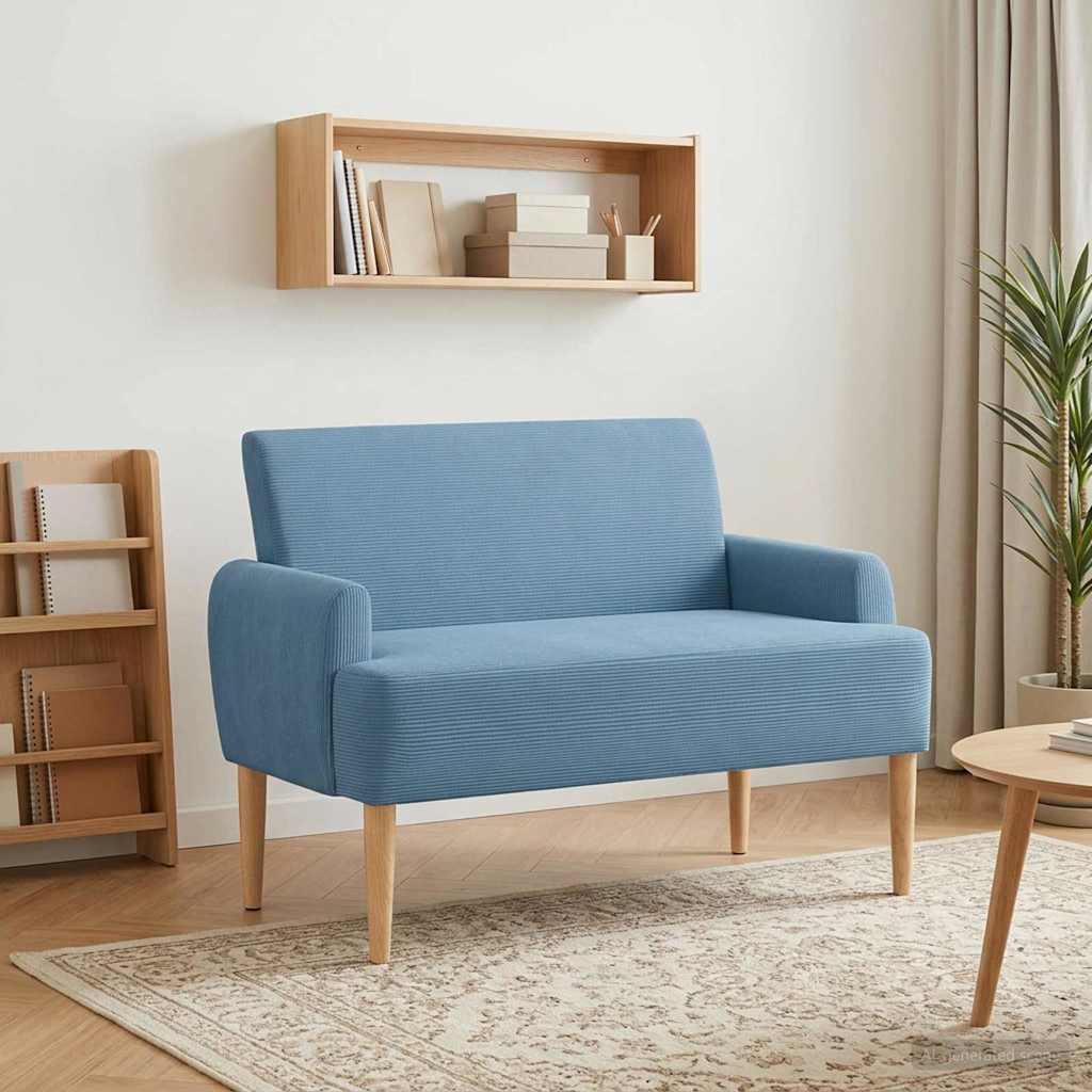 Loungebank met knopencomfort Blauw 116 x 67 x 81 cm Katoen Stof
