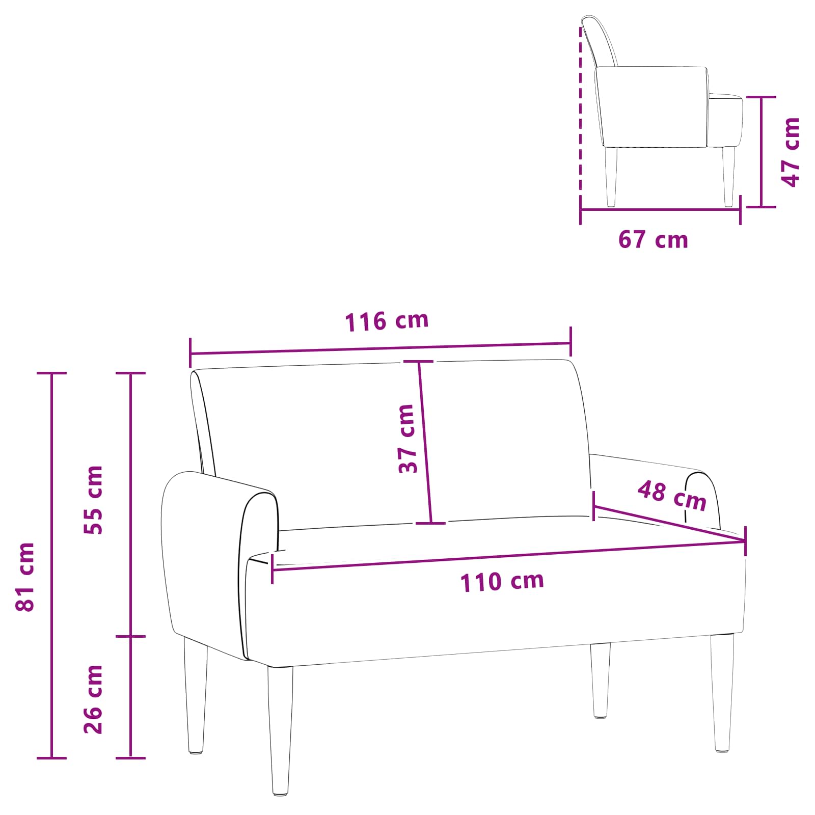 Loungebank met knopencomfort Blauw 116 x 67 x 81 cm Katoen Stof