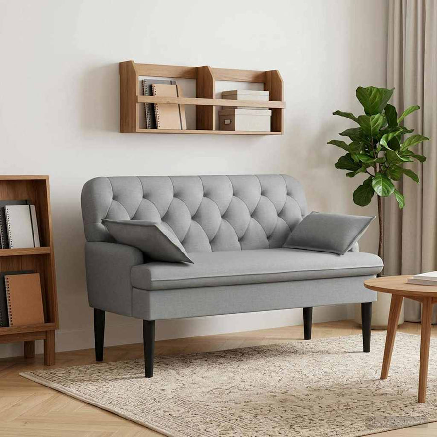 Loungebank met knopencomfort Lichtgrijs 111 x 68 x 80 cm Stof