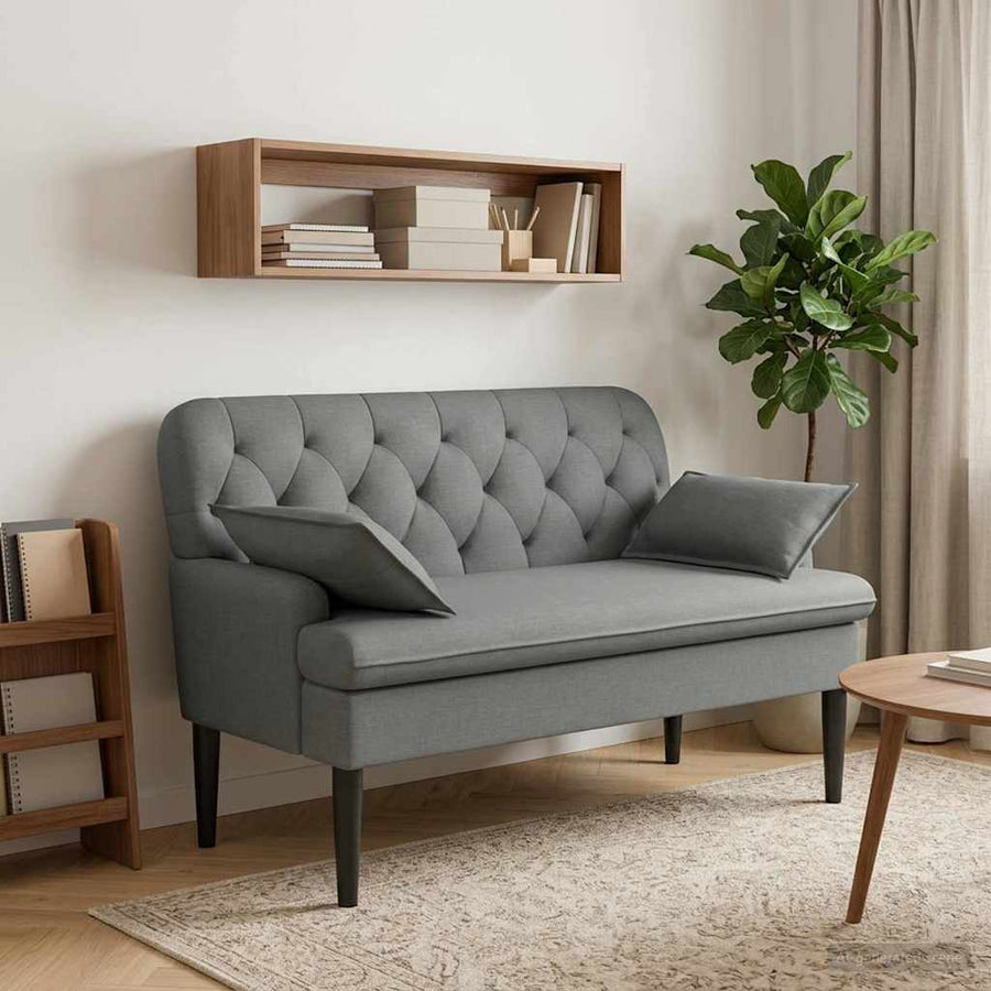 Loungebank met knopencomfort Donkergrijs 111 x 68 x 80 cm Stof