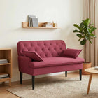 Loungebank met knopencomfort Wijnrood 111 x 68 x 80 cm Stof