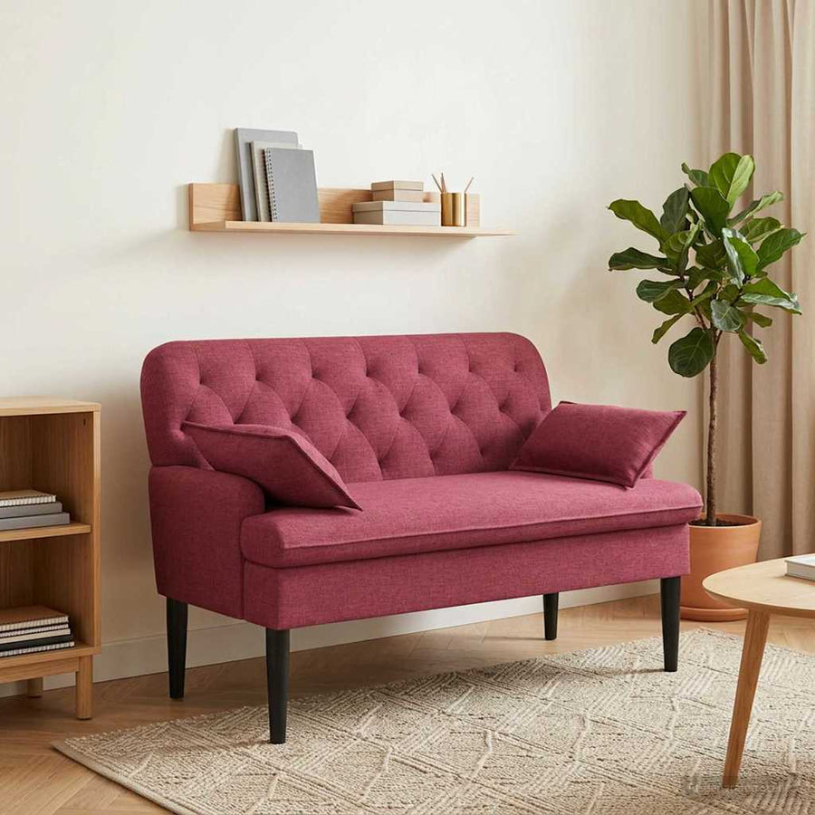 Loungebank met knopencomfort Wijnrood 111 x 68 x 80 cm Stof