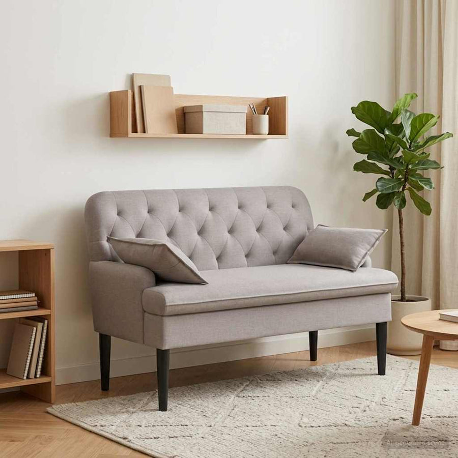 Loungebank met knopencomfort Taupe 111 x 68 x 80 cm Stof