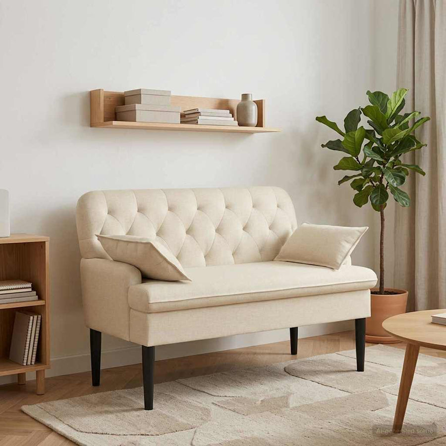 Loungebank met knopencomfort Crèmekleurig 111 x 68 x 80 cm Stof