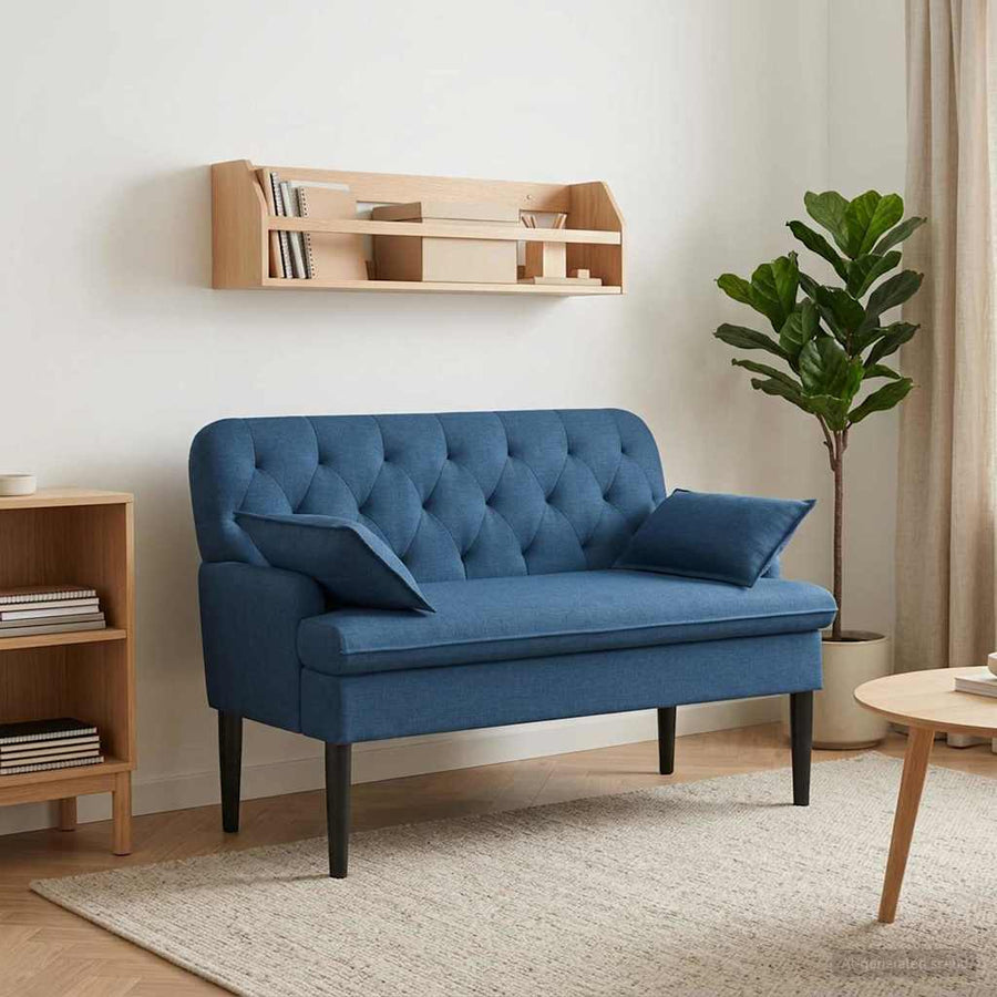Loungebank met knopencomfort Blauw 111 x 68 x 80 cm Stof