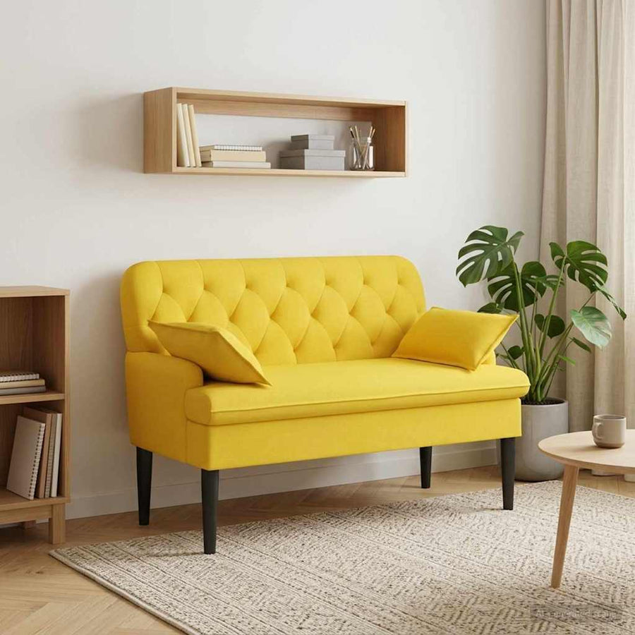 Loungebank met knopencomfort Licht Geel 111 x 68 x 80 cm Stof