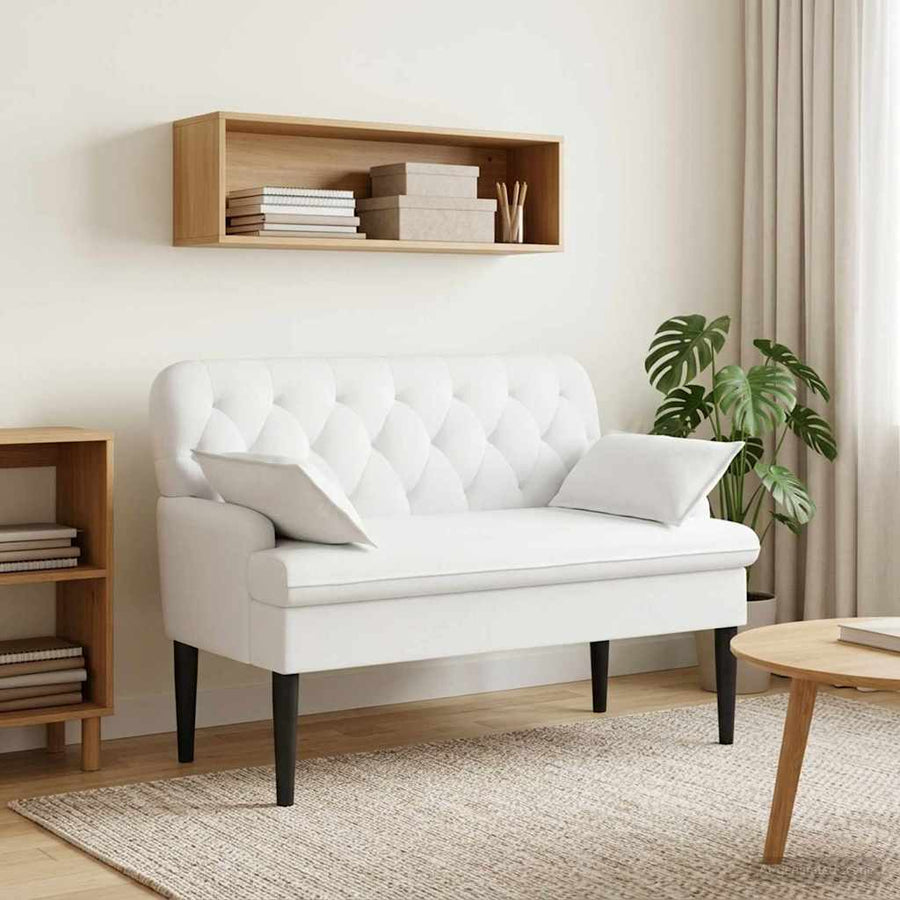 Loungebank met knopencomfort Wit 111 x 68 x 80 cm Stof
