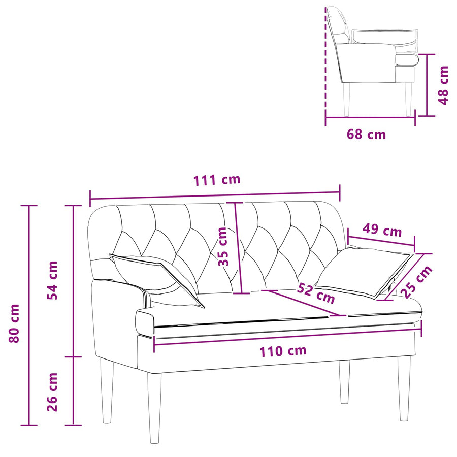 Loungebank met knopencomfort Wit 111 x 68 x 80 cm Stof