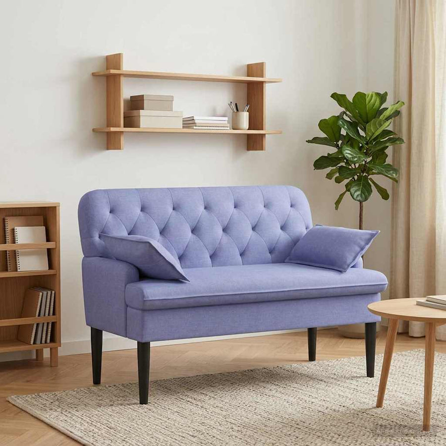 Loungebank met knopencomfort Jeans Blauw 111 x 68 x 80 cm Stof