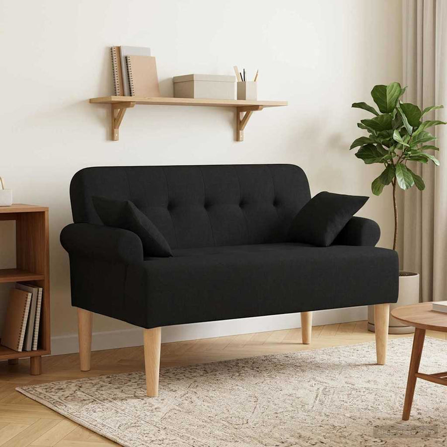 Loungebank met knopencomfort Zwart 120 x 65 x 79 cm Stof