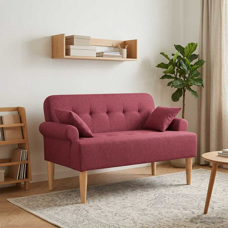 Loungebank met knopencomfort Wijnrood 120 x 65 x 79 cm Stof