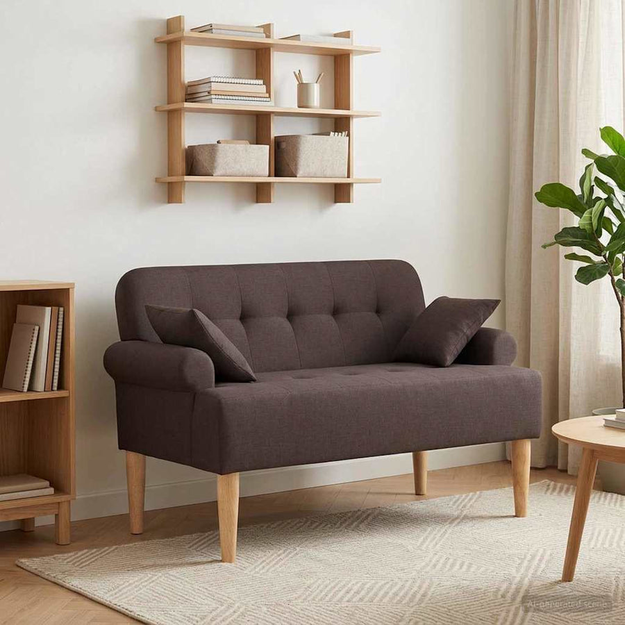 Loungebank met knopencomfort Donkerbruin 120 x 65 x 79 cm Stof