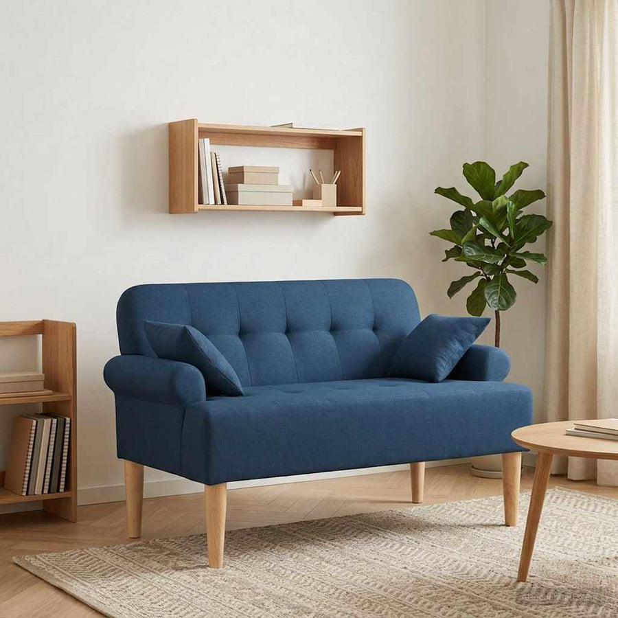Loungebank met knopencomfort Blauw 120 x 65 x 79 cm Stof