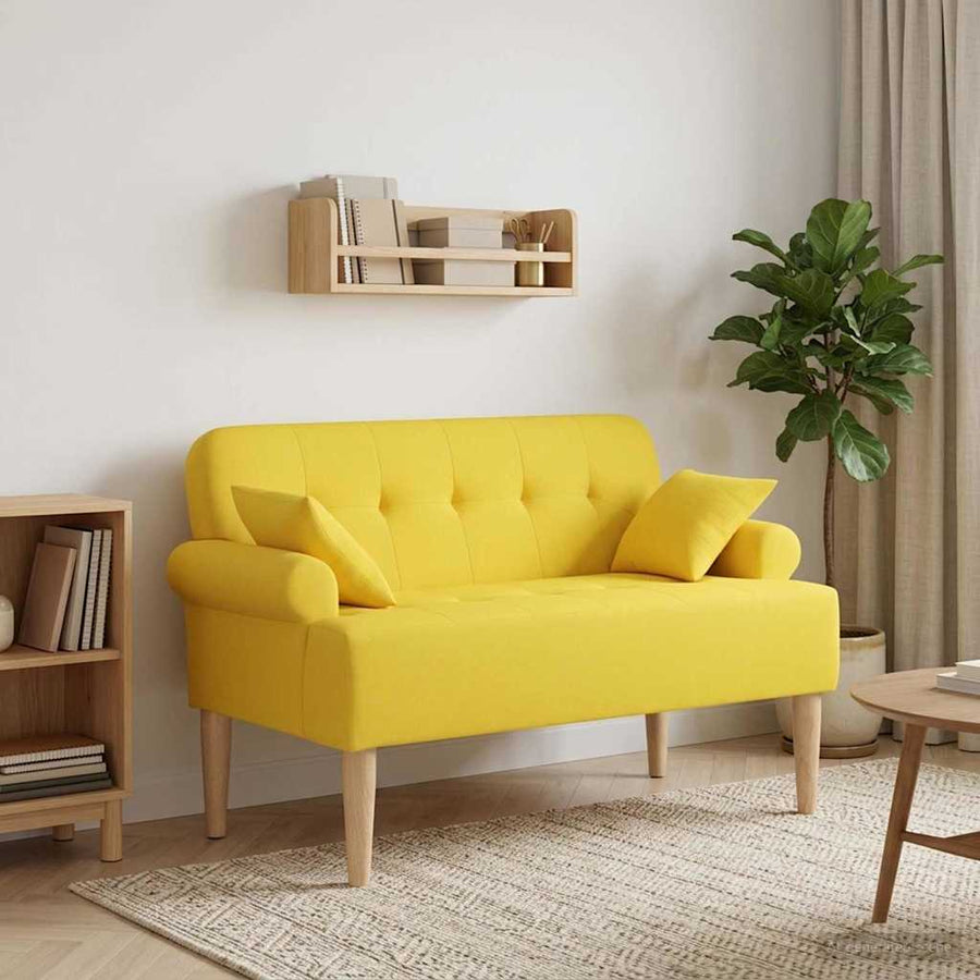 Loungebank met knopencomfort Licht Geel 120 x 65 x 79 cm Stof